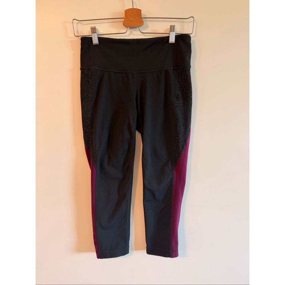 Athleta Small Black Purple Colorblock‎ Crop Legging